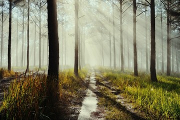 Obraz premium landscape of dreamy pine forest