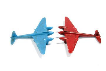 Vintage Toy Aircraft Model Toys on White Background