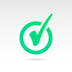Green Check Mark Icon in Circle. Tick Symbol