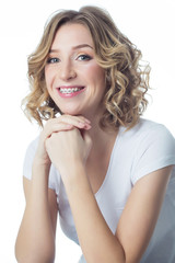 Naklejka premium Woman with braces 