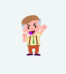 Businessman in casual style cheering enthusiastically.