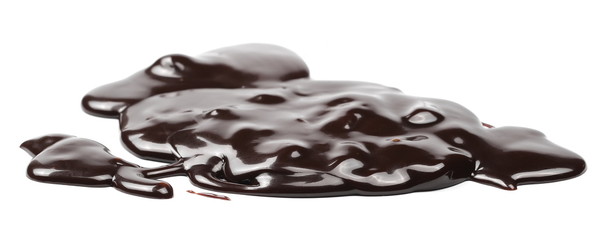 Melted chocolate, icing for cake and ice cream isolated on white background
