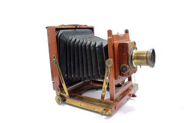 Vintage Antique Old Fashioned Camera On White Background