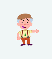 Businessman in casual style showing something in an optimistic and positive attitude.