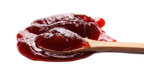 Mixed fruit marmalade isolated on white background