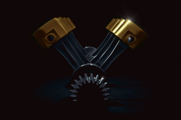 V 8 Motor  Kurbelwelle, Zylinder, Pleuel