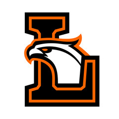 Letter L with eagle head. Great for sports logotypes and team mascots. 