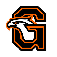 Letter G with eagle head. Great for sports logotypes and team mascots. 