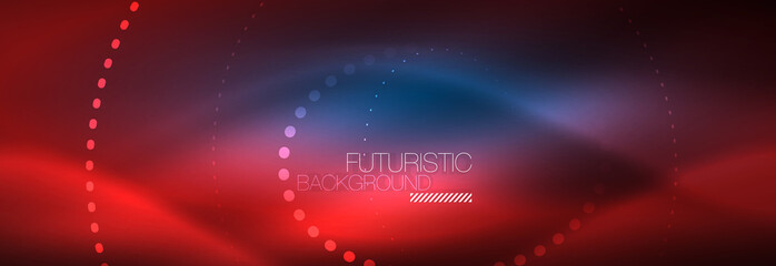 Glowing neon circle line dots, round line design, abstract style on black background. Neon abstract round circles Magic neon lights and glowing dots