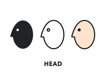  Egg Shaped Human Head Avatar. Vector Flat Line Stroke Icon