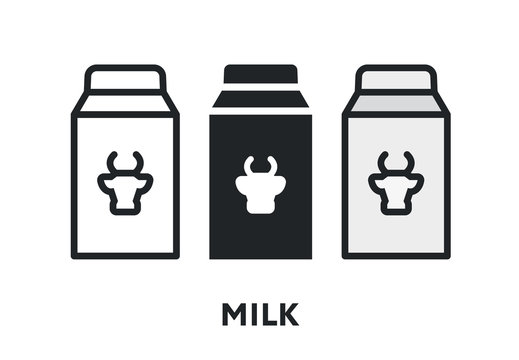 Milk Cow Container Package. Vector Flat Line Stroke Icon