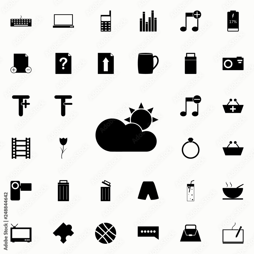 Poster sun and cloud icon. web icons universal set for web and mobile on white background