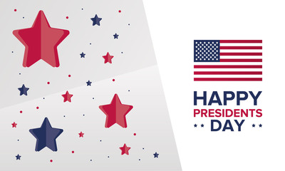 Happy Presidents day in United States. Washington's Birthday. Federal holiday in America. Celebrated in February. Poster, banner and background