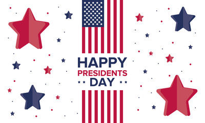 Happy Presidents day in United States. Washington's Birthday. Federal holiday in America. Celebrated in February. Poster, banner and background