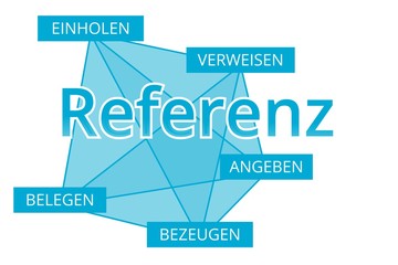 Referenz - Begriffe verbinden, Farbe blau