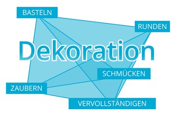 Dekoration - Begriffe verbinden, Farbe blau