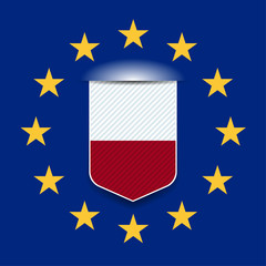 Poland and European Union shield tag illustration