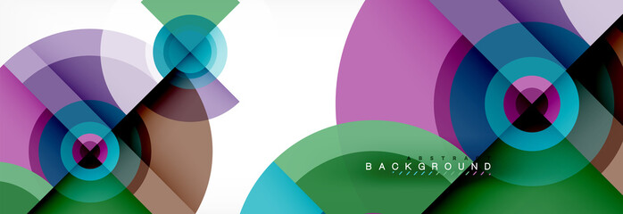 Obraz premium Minimal geometric circles and triangles abstract background, techno modern design, poster template