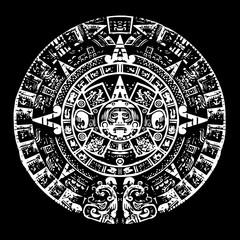 Mayan calendar, black and white with high detail, culture