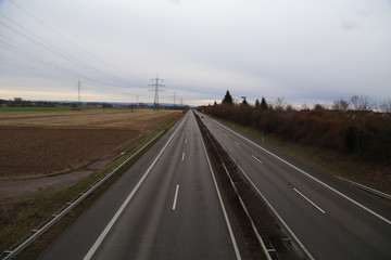 Fototapeta premium View of the German autobahn from the bridge