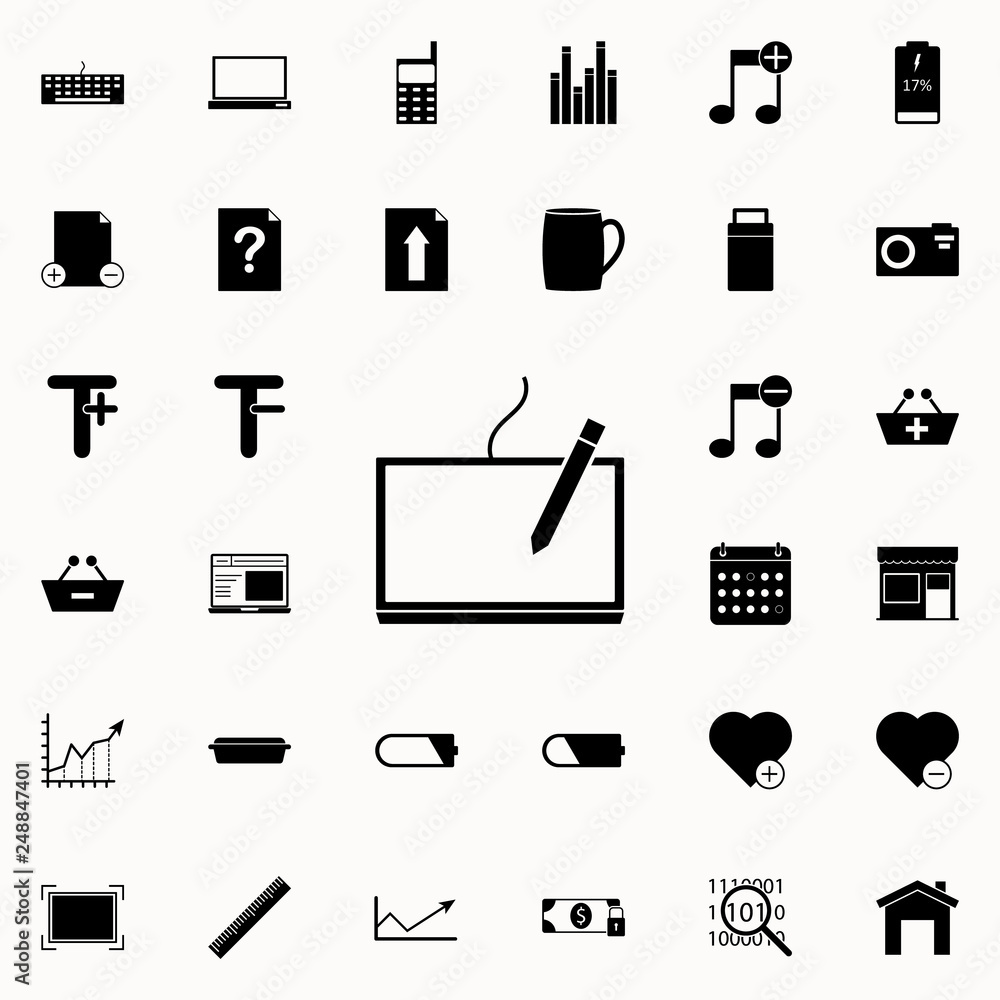 Poster tablet with stylus icon. web icons universal set for web and mobile on white background