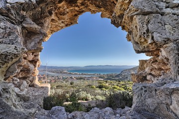 Cagliari. Panorama del Poetto dal Forte di Sant'Elia - obrazy, fototapety, plakaty