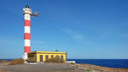 Faro De Poris, Punta de Abona, an active lighthouse located between Abades and Poris de Abona, in the municipality of Arico, Tenerife, Canary Islands, Spain