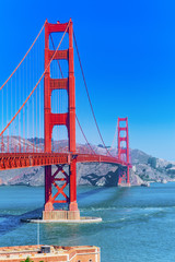 Panorama of the Gold Gate Bridge and the other side of the bay. San Francisco.