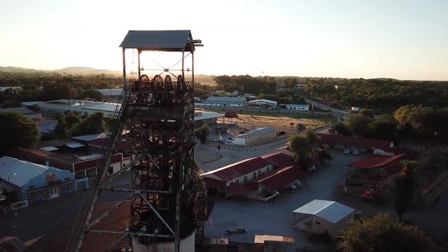 Beautiful old rusty mine shaft in the middle of an old mining town called Tsumeb Namibia