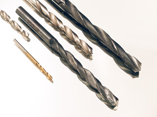 metal drill in assortment on a white background