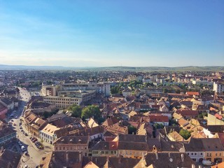 Fototapeta na wymiar Sibiu aerial town view, Romania