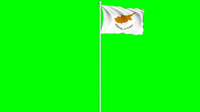 Cyprus Flag Waving Fluttering on Wind Loopable Green Blue Screen Matte