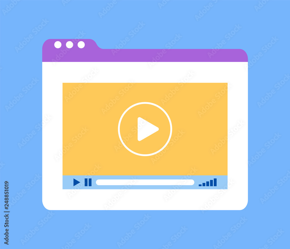 Aufkleber tablets window with video tutorial of website vector. isolated icon of electronic portable device st