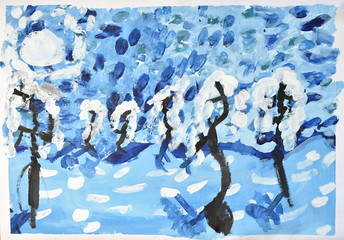 abstract background with winter forest