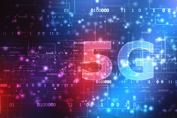 Creative glowing 5G backdrop. Mobile internet concept, 5G internet Connection, Communication Concept, Technology concept