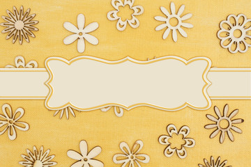 Wood flower petals on hand painted distressed gold background