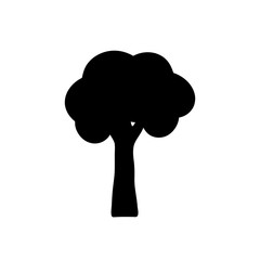 Black tree silhouette on white background. Vector illustration.