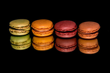Macaroon homemade isolated on a black background