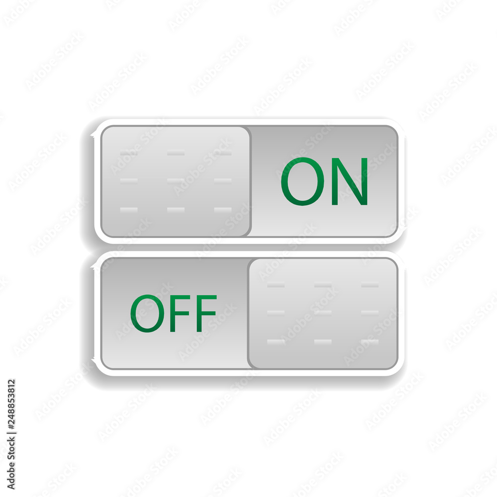 Poster on and off buttons colored sticker icon. elements of music player in color icons. simple icon for we