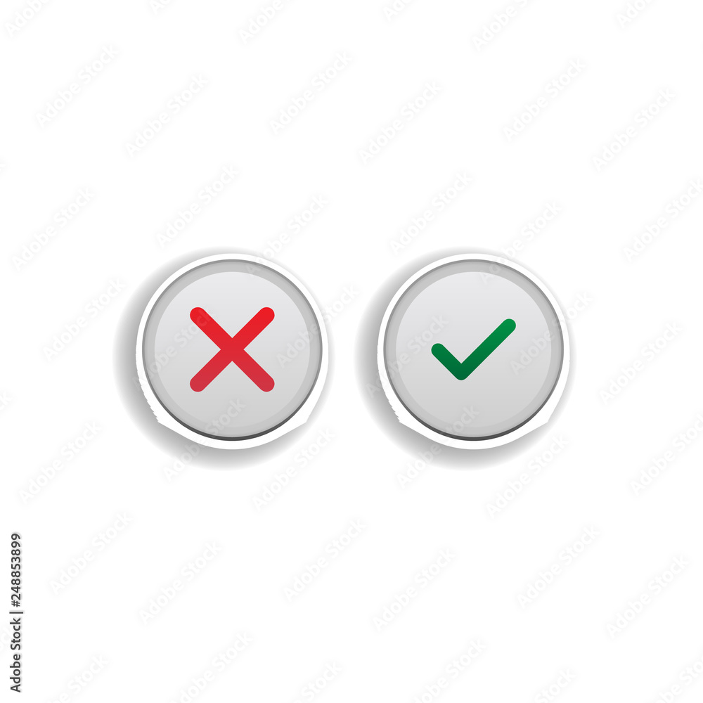 Poster consent and rejection buttons colored sticker icon. elements of music player in color icons. simple 