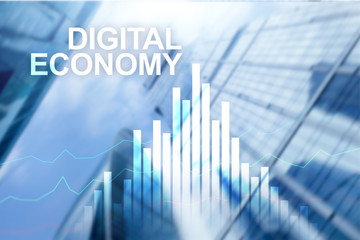 DIgital economy, financial technology concept on blurred background.
