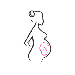 Vector sketch of a pregnant woman