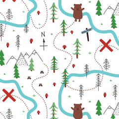 Seamless doodle forest pattern