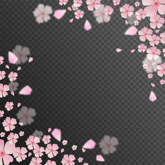 Pink flowers decorated transparent background with space for your text.