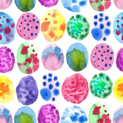 Easter eggs pattern. Seamless watercolor print.