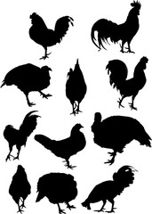 eleven farm bird black silhouettes