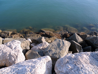 rocks in the bay of Cadiz capital, Andalusia. Spain. Europe