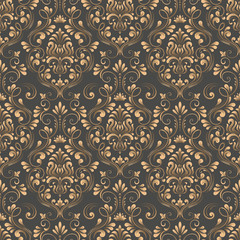 Vector damask seamless pattern background. Classical luxury old fashioned damask ornament, royal victorian seamless texture for wallpapers, textile, wrapping. Exquisite floral baroque template.