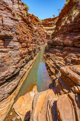 hiking down in hancock gorge in karijini national park, western australia 26