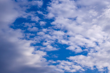 Fototapeta na wymiar Clear blue sky with plain white cloud with space